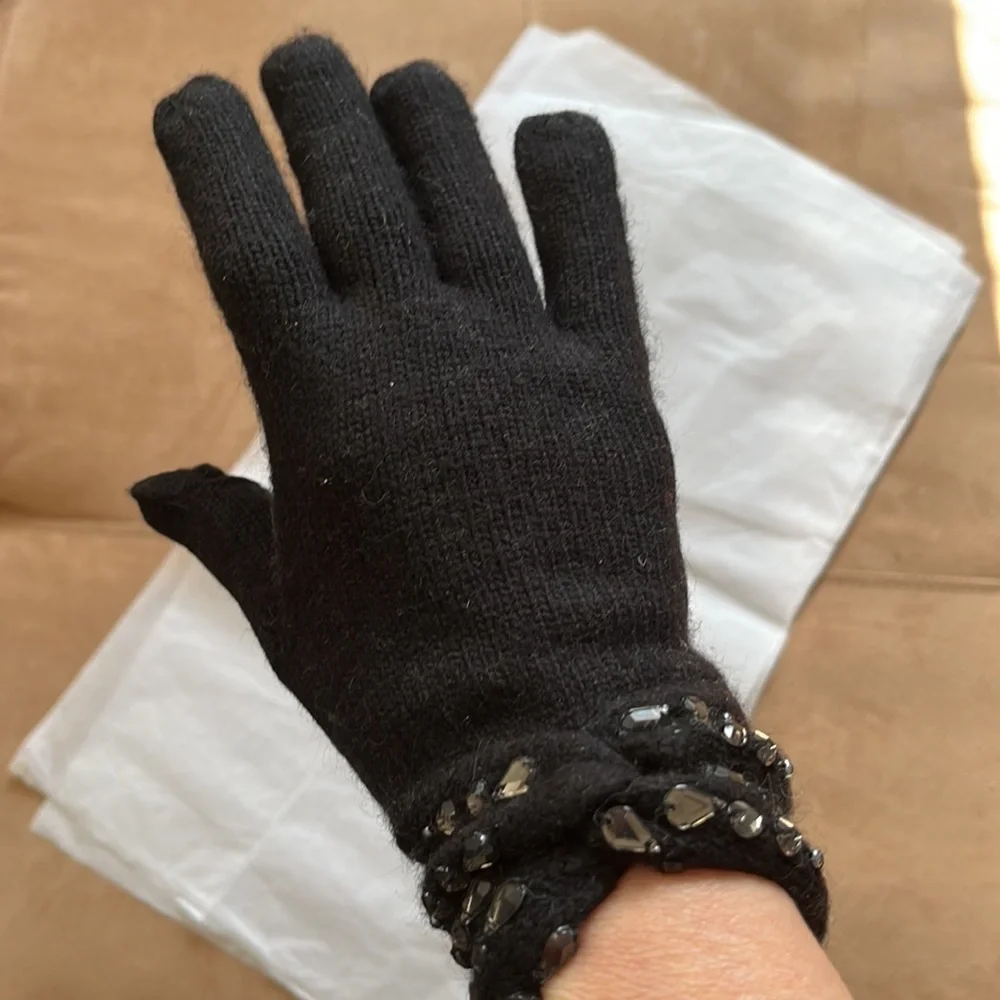 Portolano black Cashmere-Wool Tech Gloves Touchscreen One Size Luxury